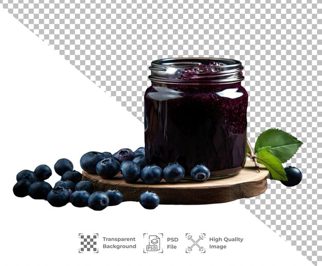 PSD psd blueberry jam in the glass jar with fresh berries