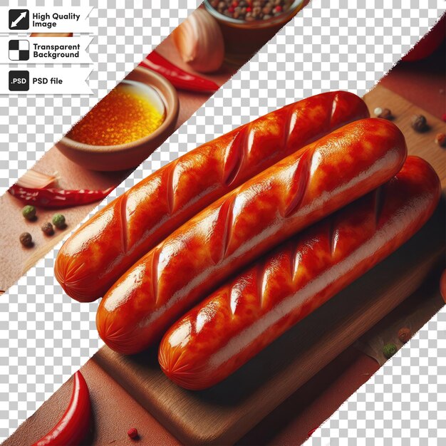 PSD psd boiled sausage on transparent background with editable mask layer