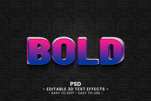 PSD bold 3d premium text effect style with texures background