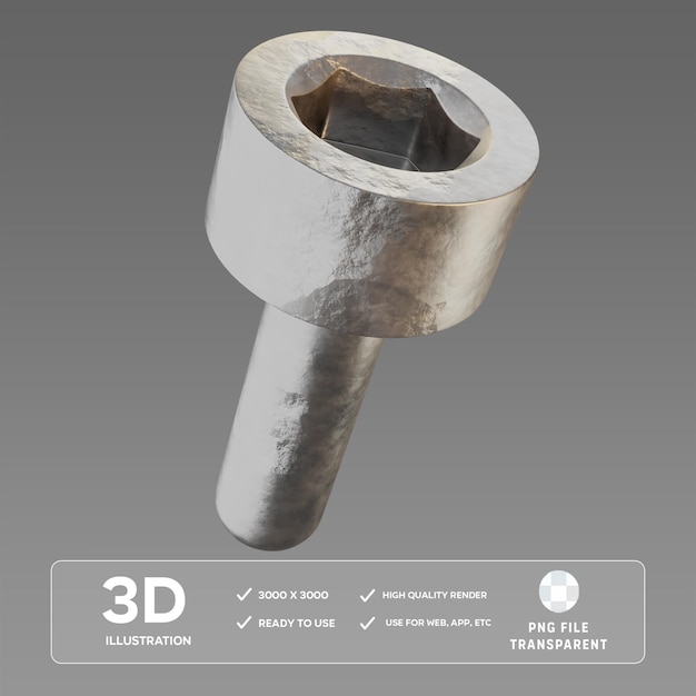 psd bolt screw 3d illustration