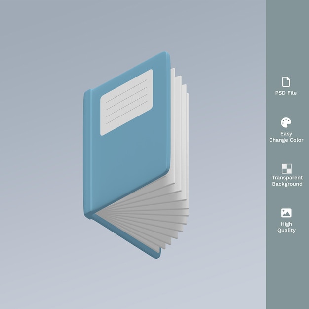 PSD psd book 3d illustration editable