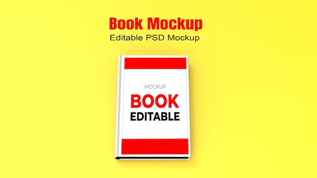 Psd book cover mockup with yellow background