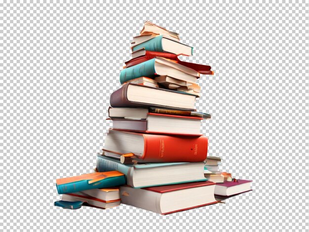 PSD psd book tower with falling books png on a transparent background