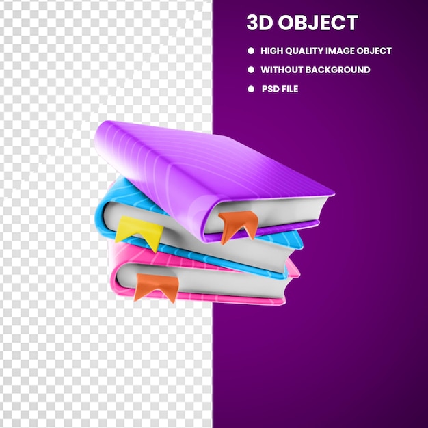 Psd books colorful 3d