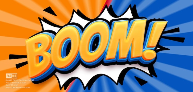 PSD boom cartoon 3d text style effect