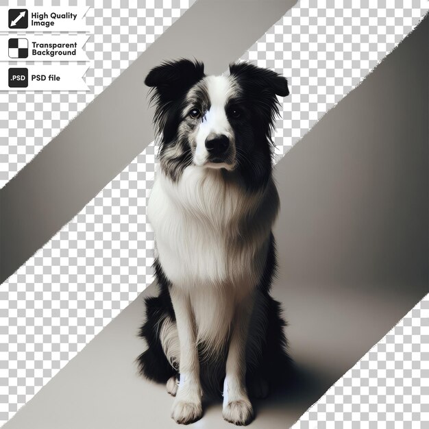 PSD psd border collie sitting on transparent background with editable mask layer