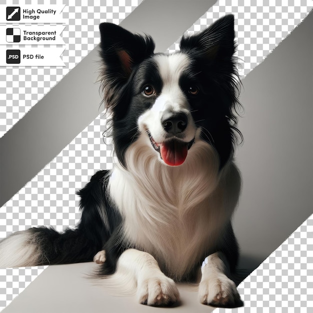 PSD psd border collie sitting on transparent background with editable mask layer