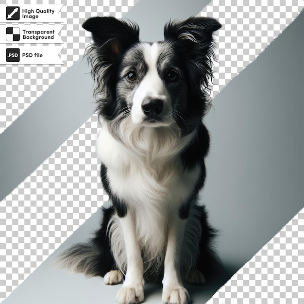 PSD psd border collie sitting on transparent background with editable mask layer