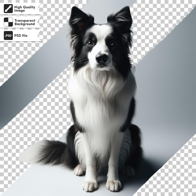 Psd border collie sitting on transparent background with editable mask layer