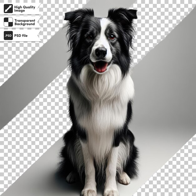 PSD psd border collie sitting on transparent background with editable mask layer