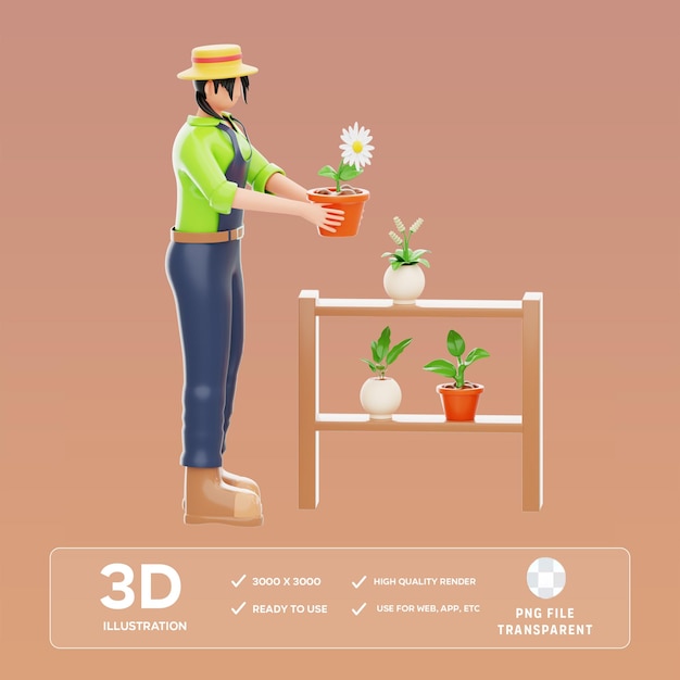 Посещение ботанического сада PSD 3D иллюстрация