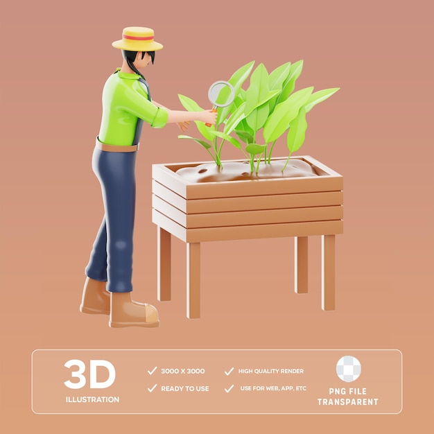 PSD Botaniczne Badania 3D Ilustracja