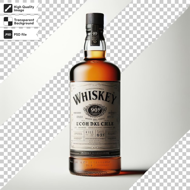 Psd bottle of alcohol whiskey on transparent background