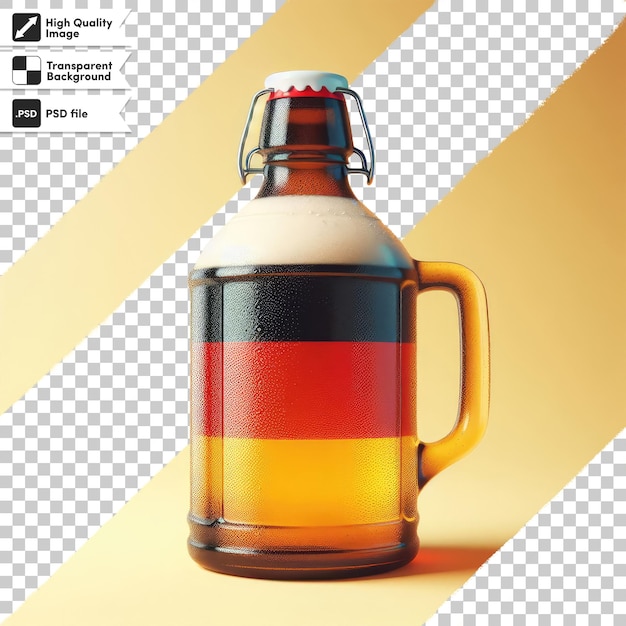 Psd bottle of beer with barley on transparent background