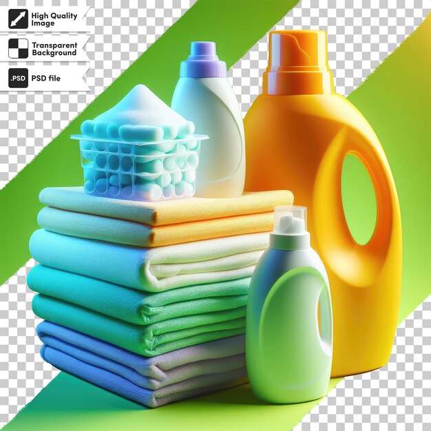 Psd bottles of cleaning products on transparent background