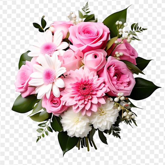 Psd bouquet di rose e fiori rosa isolati