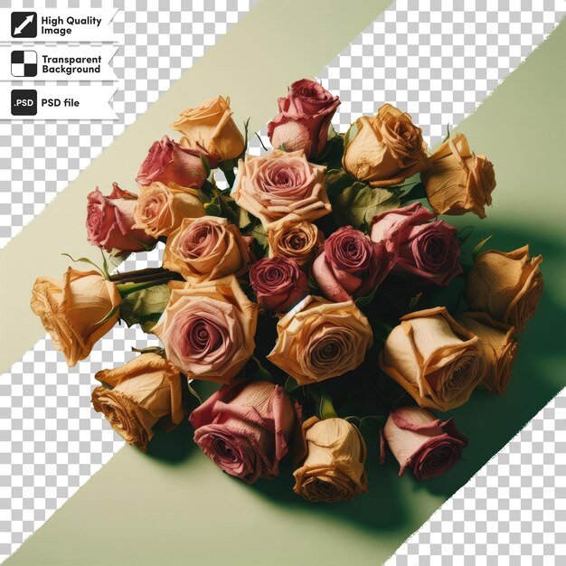 PSD psd bouquet of yellow roses on transparent background