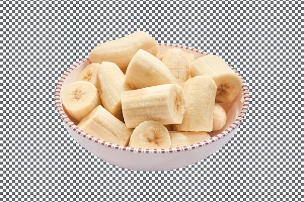psd bowl of bananas fruit isolated on transparent background