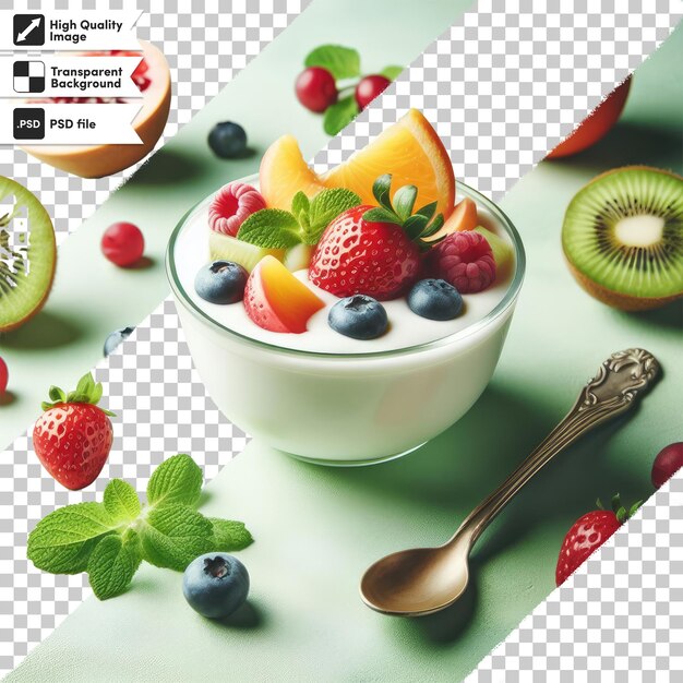 Psd bowl of muesli with berries on transparent background
