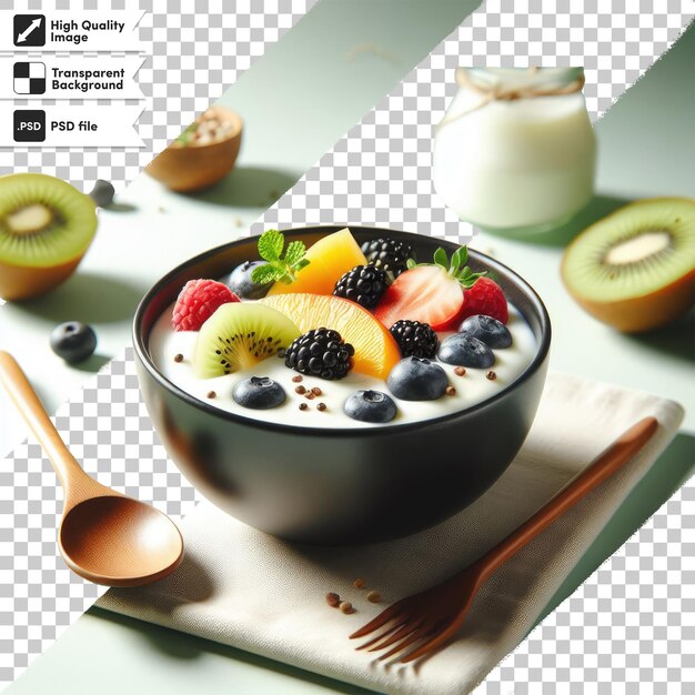 PSD psd bowl of muesli with berries on transparent background