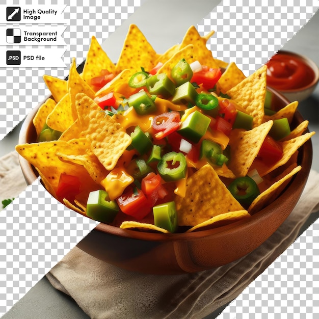 PSD psd bowl of nachos with salsa on transparent background