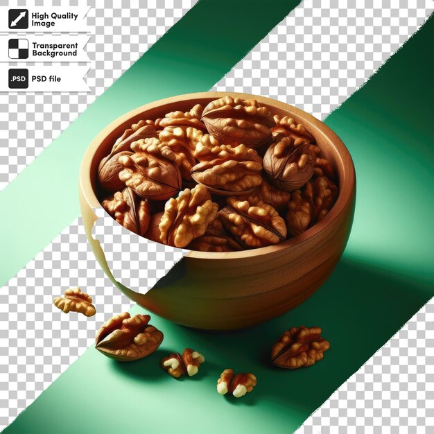 Psd bowl of nuts on transparent background