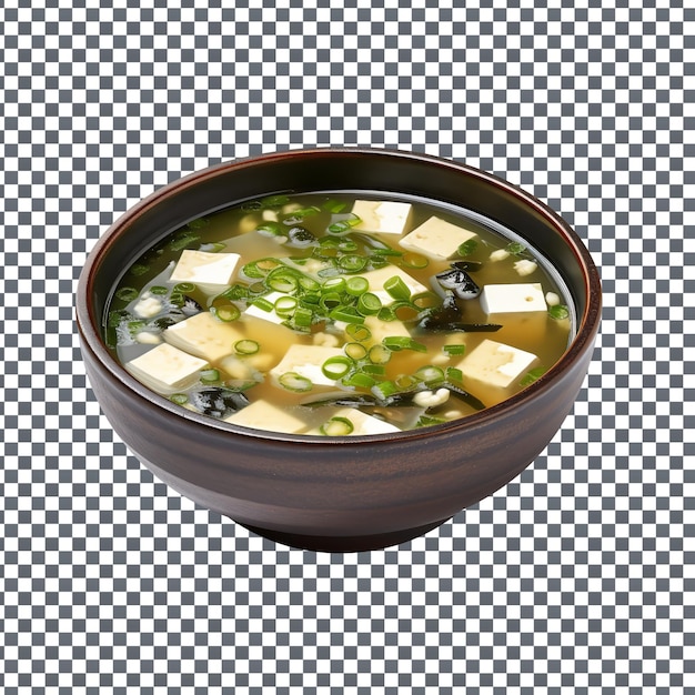 Psd bowl of topu soup isolated on transparent background