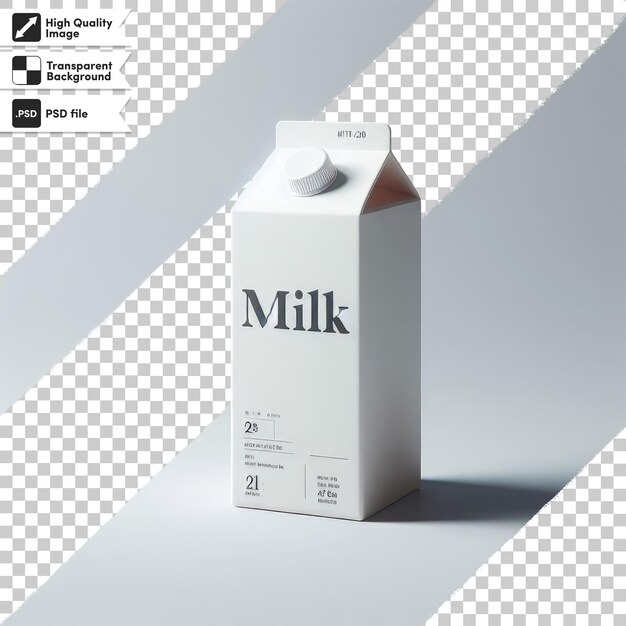 PSD psd box of milk and glass of milk on transparent background