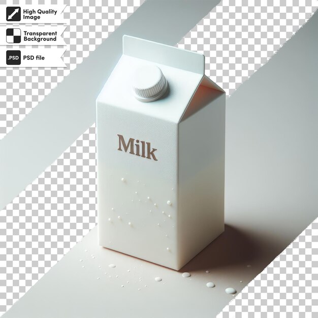 PSD psd box of milk and glass of milk on transparent background