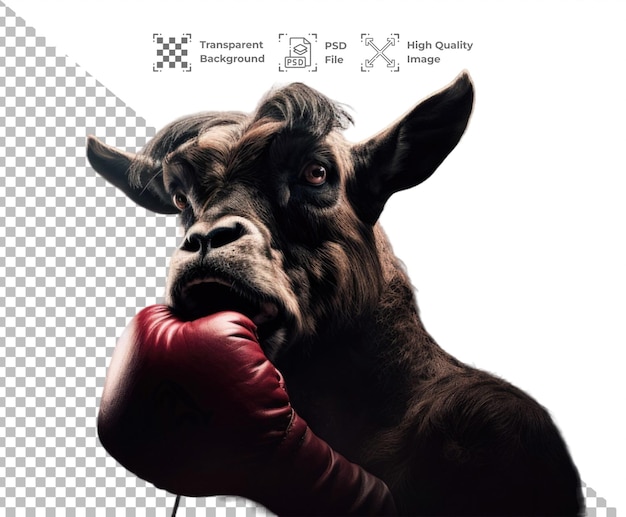 PSD psd boxing goat isolated on transparent background