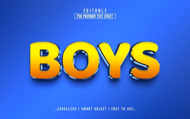 Psd boys 3d editable text effect style