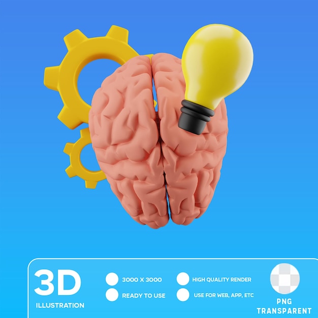 PSD illustrazione 3d di psd brainstorming