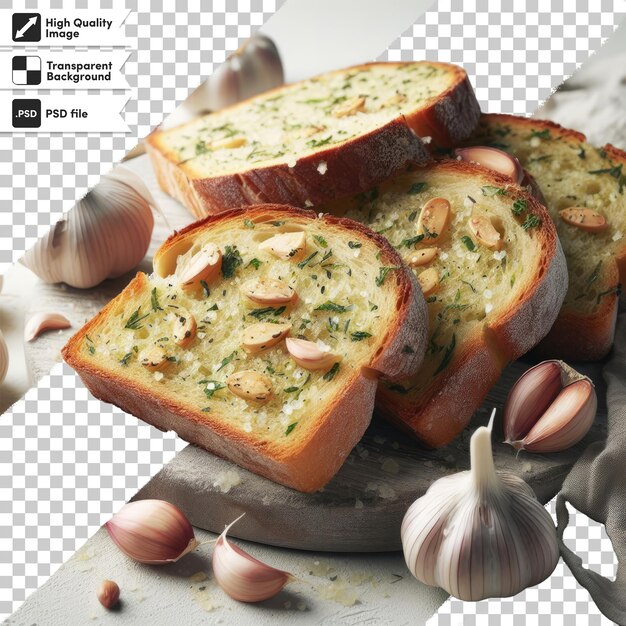 PSD psd bread with butter and garlic on transparent background with editable mask layer