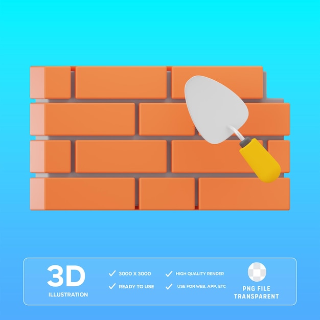 PSD 브릭월 플래스터 3D 일러스트레이션