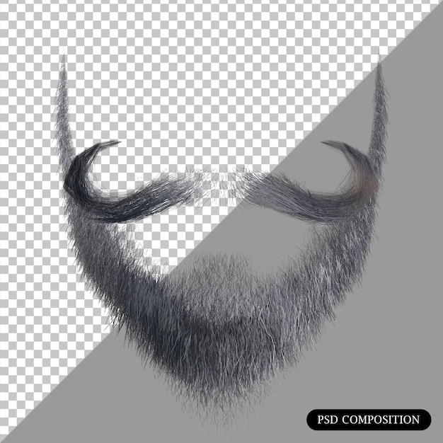 PSD Broda Wąsy Izolowany render 3D