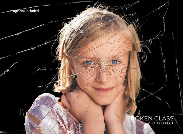 PSD psd broken glass photo effect template