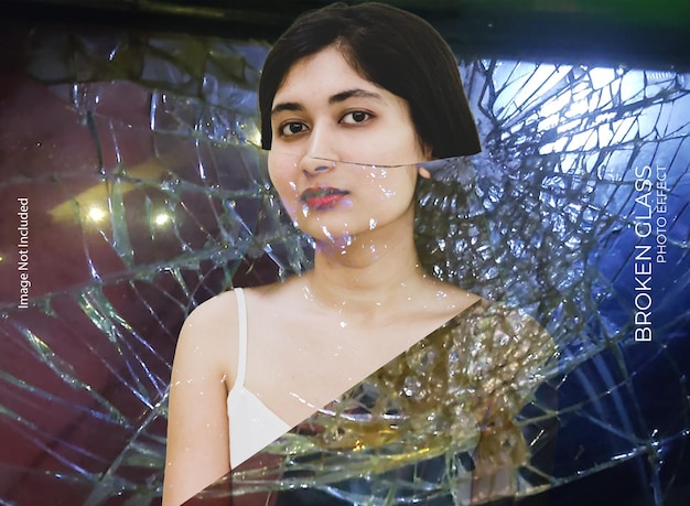 psd broken glass photo effect template