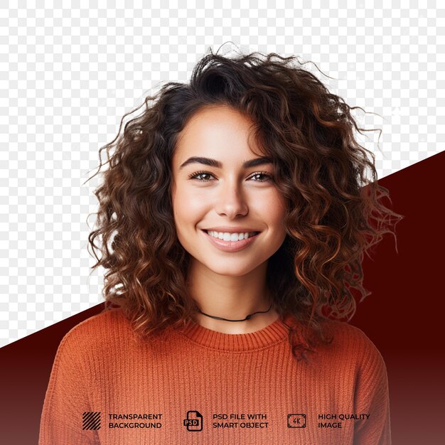 Psd brown curly hair isolated on transparent background