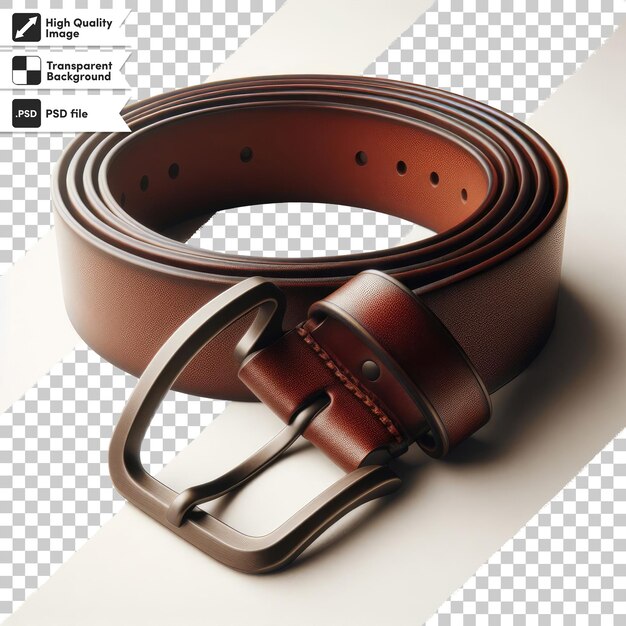 PSD psd brown leather belt on transparent background with editable mask layer