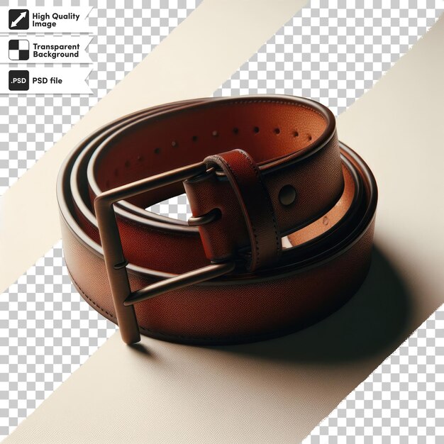 Psd brown leather belt on transparent background with editable mask layer