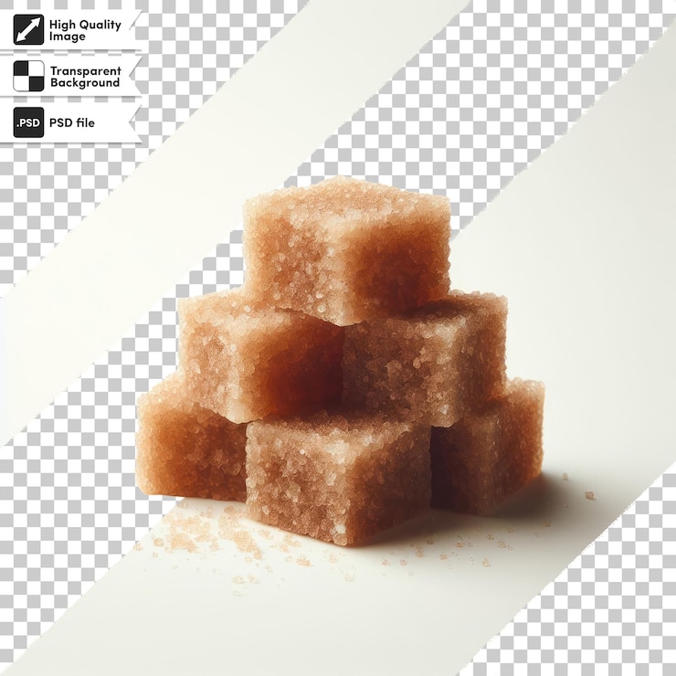 PSD psd brown sugar cubes on transparent background with editable mask layer