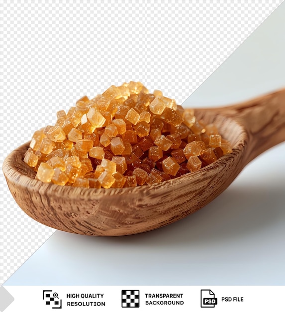 PSD psd brown sugar in wood scoop on a isolated background