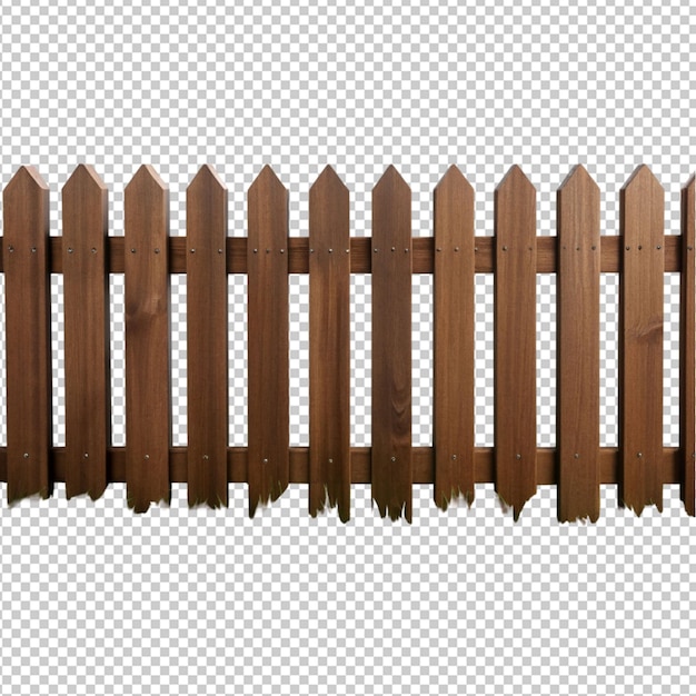 PSD psd of a brown wooden picket fence on transparent background