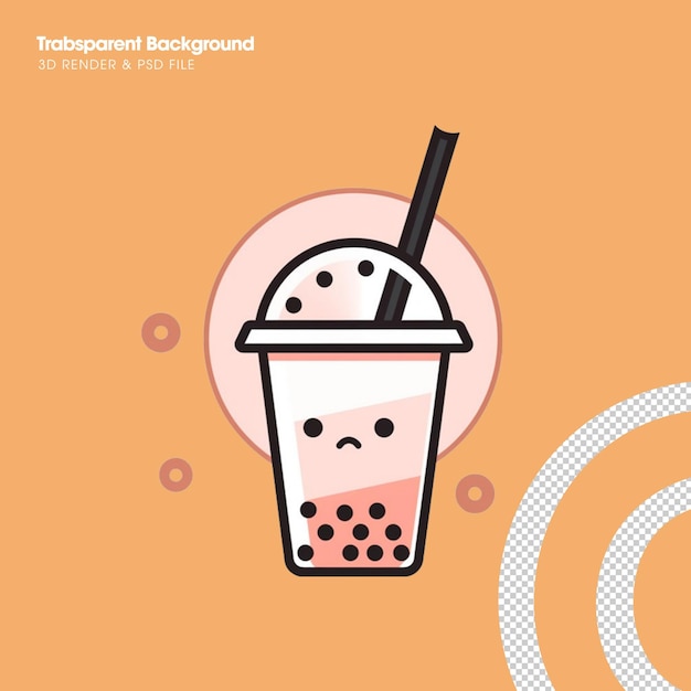 Psd bubble tea logo illustration