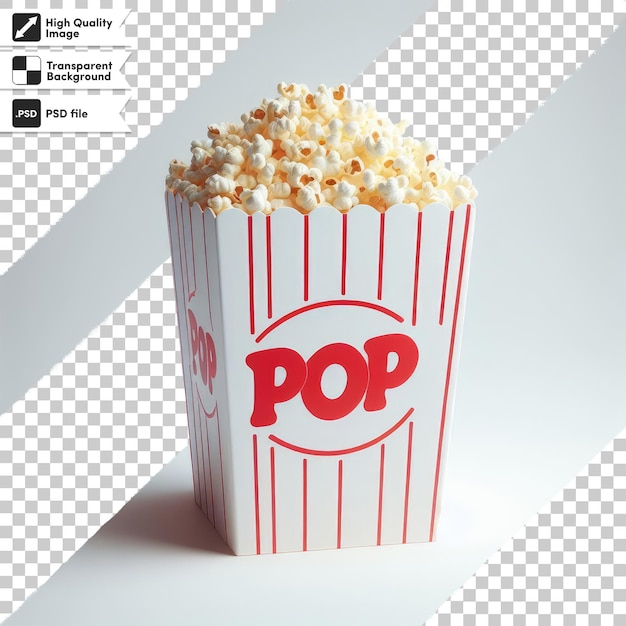 PSD bucket of popcorn on transparent background with editable mask layer