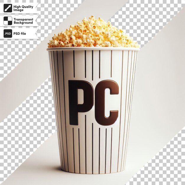 Psd bucket of popcorn on transparent background with editable mask layer