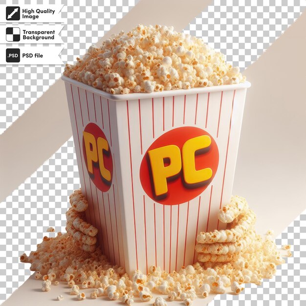 PSD psd bucket of popcorn on transparent background with editable mask layer