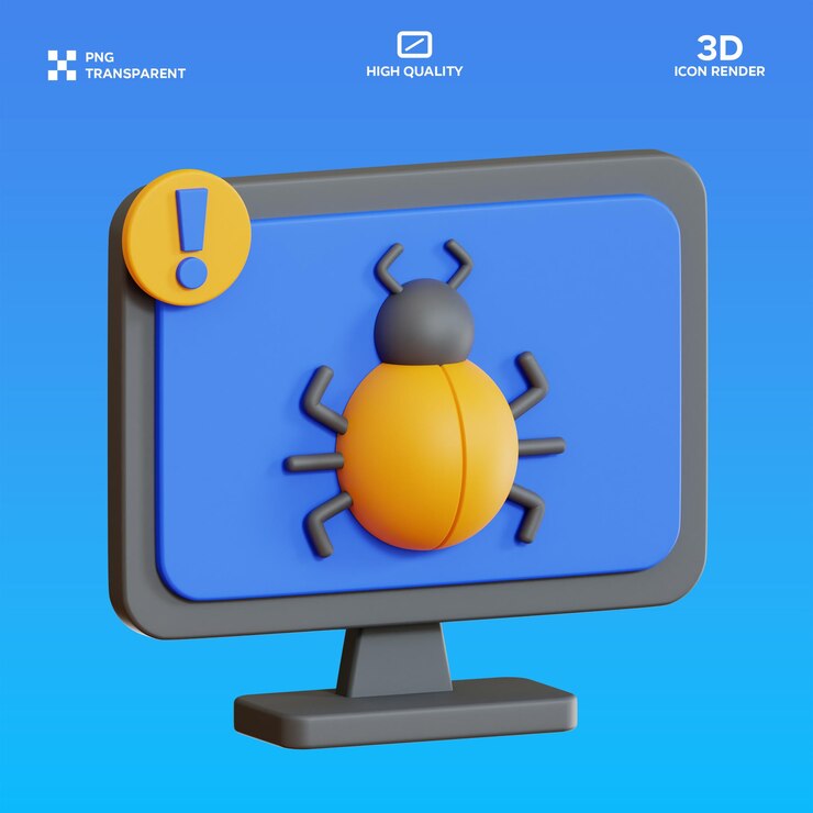 PSD psd bug alert 3d illustration