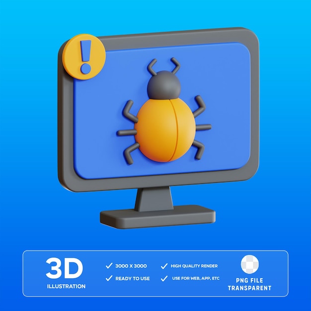 PSD Bug Alert 3D Illustration