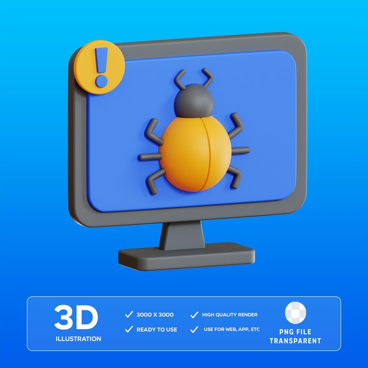 PSD psd bug alert 3d illustration